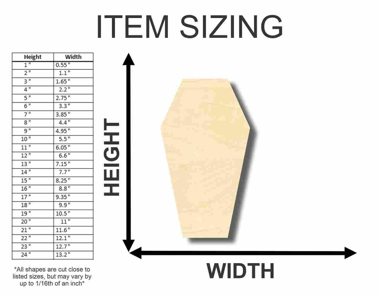 Unfinished Wooden Coffin Shape - Halloween - Craft - up to 24" DIY-24 Hour Crafts