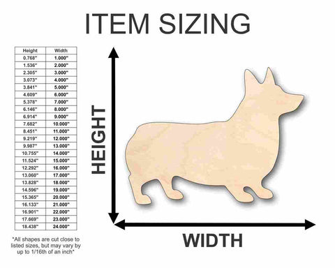 Unfinished Wooden Corgi Dog Shape - Animal - Pet - Craft - up to 24" DIY-24 Hour Crafts