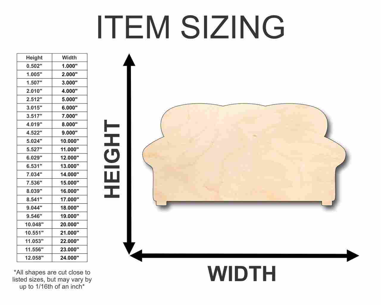 Unfinished Wooden Couch Shape - Home - Craft - up to 24" DIY-24 Hour Crafts