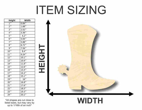 Unfinished Wooden Cowboy Boot Shape - Western - Craft - up to 24" DIY-24 Hour Crafts