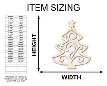 Load image into Gallery viewer, Unfinished Wood Flourish Christmas Tree Shape - Craft - up to 36&quot;
