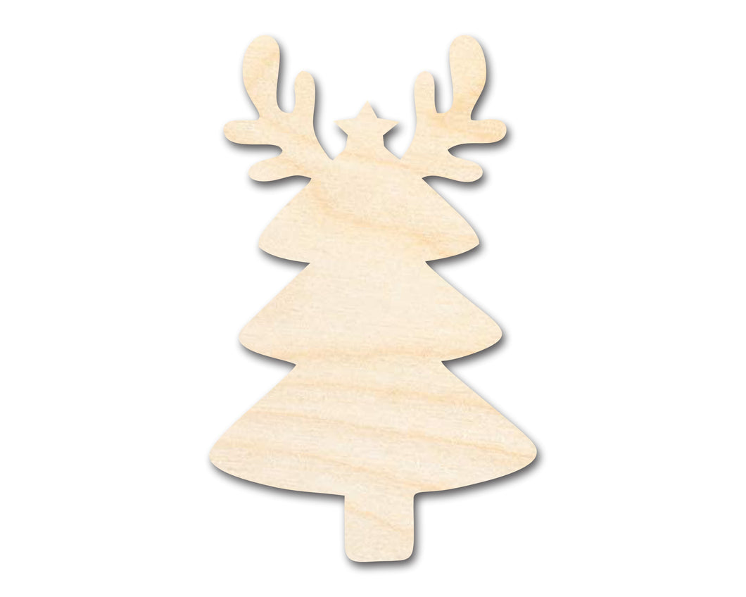 Unfinished Wood Reindeer Christmas Tree Shape - Craft - up to 36