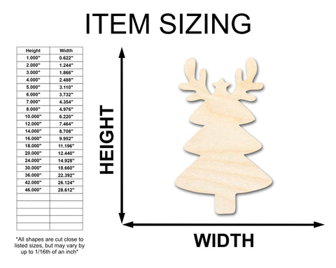 Unfinished Wood Reindeer Christmas Tree Shape - Craft - up to 36" DIY