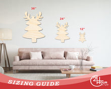 Load image into Gallery viewer, Unfinished Wood Reindeer Christmas Tree Shape - Craft - up to 36&quot; DIY
