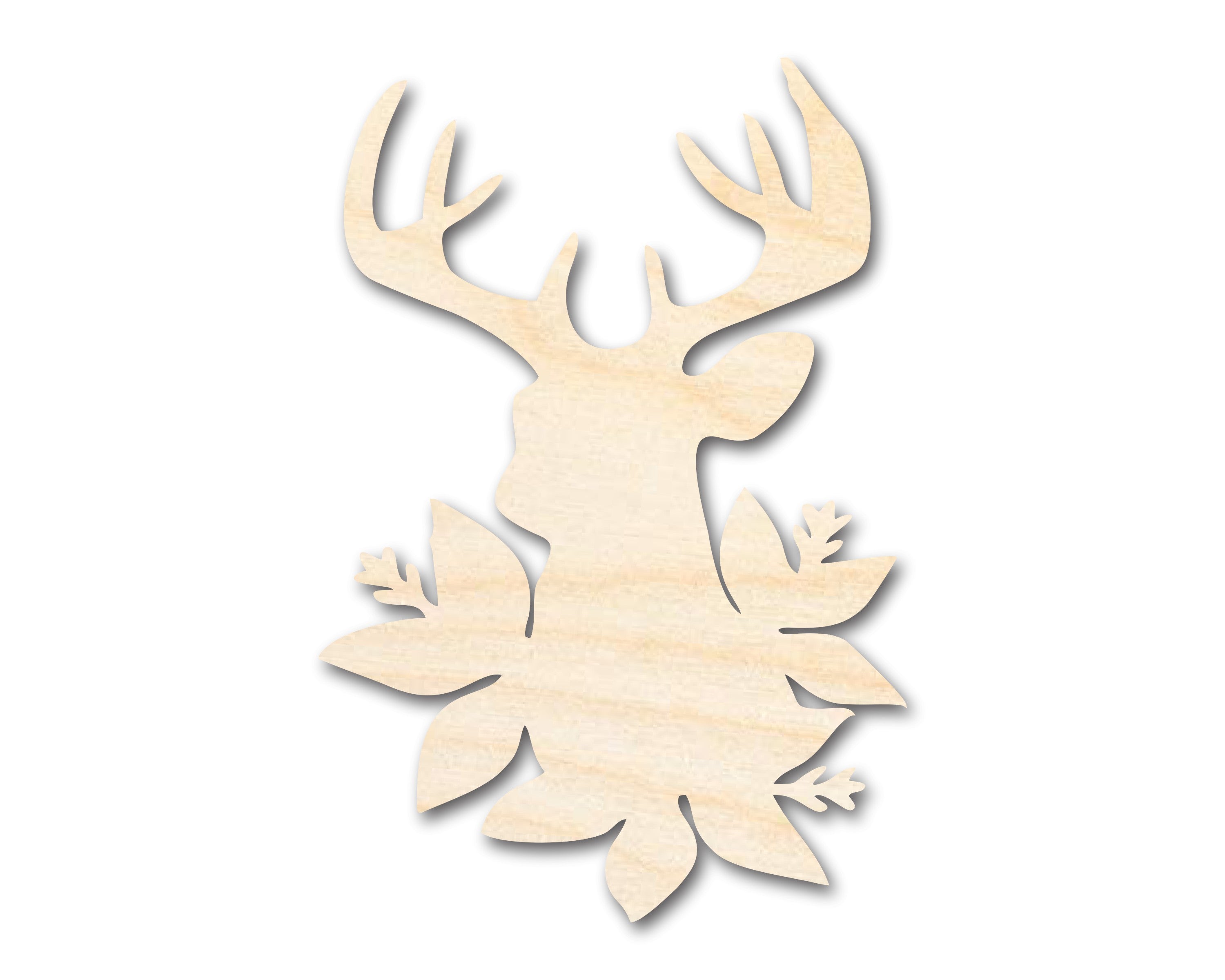 Unfinished Wood Holly Reindeer Head Shape - Craft - up to 36