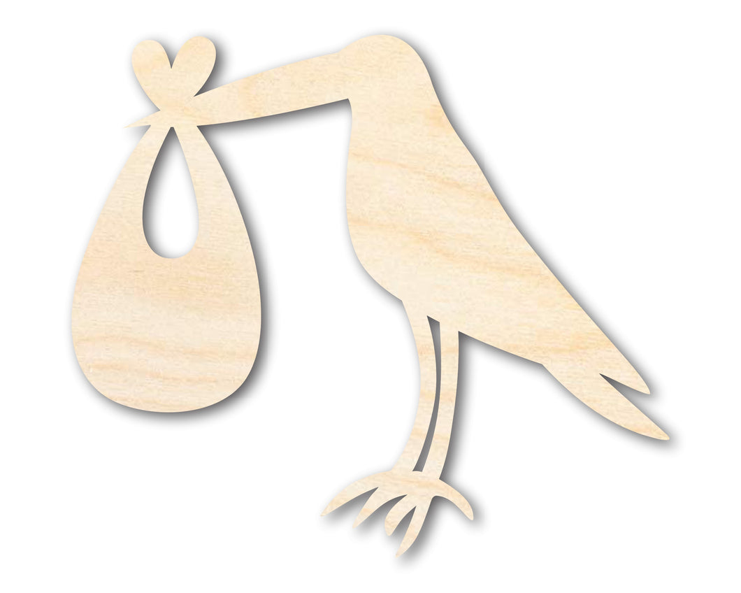 Unfinished Wood Stork Silhouette Shape - Craft - up to 36