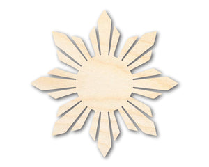 Unfinished Wood Folk Sun Silhouette Shape - Craft - up to 36"