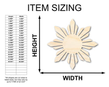 Load image into Gallery viewer, Unfinished Wood Folk Sun Silhouette Shape - Craft - up to 36&quot;
