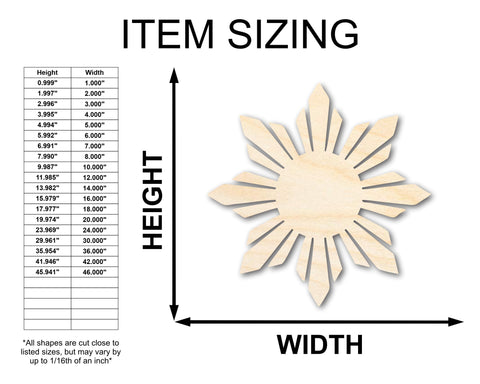 Unfinished Wood Folk Sun Silhouette Shape - Craft - up to 36"