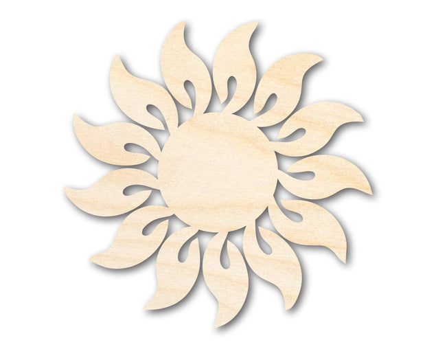 Unfinished Wood Radiant Sun Silhouette | Summer | Celestial | Craft Cutout | up to 36