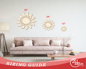 Unfinished Wood Radiant Sun Silhouette | Summer | Celestial | Craft Cutout | up to 46"