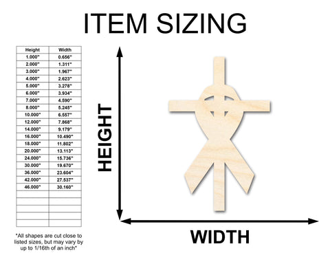 Unfinished Wood Cross and Ribbon Silhouette Shape - Craft - up to 36"
