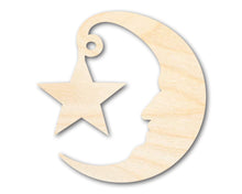 Load image into Gallery viewer, Unfinished Wood Moon and Star Silhouette Shape - Craft - up to 36&quot;
