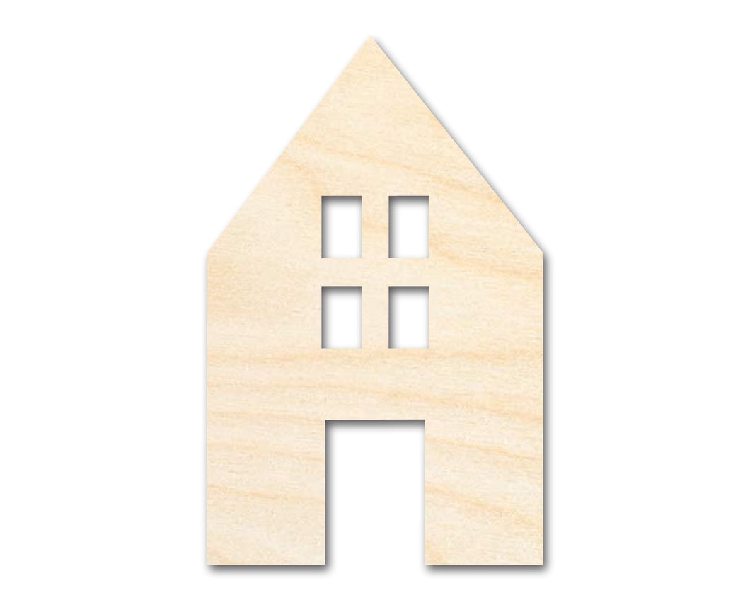 Unfinished Wood House Silhouette Shape - Craft - up to 36