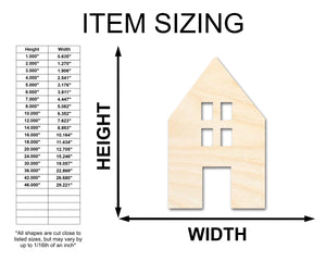 Unfinished Wood House Silhouette Shape - Craft - up to 36"