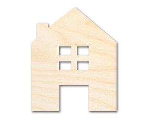 Unfinished Wood House Silhouette Shape - Craft - up to 36"