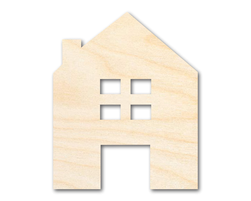 Unfinished Wood House Silhouette Shape - Craft - up to 36