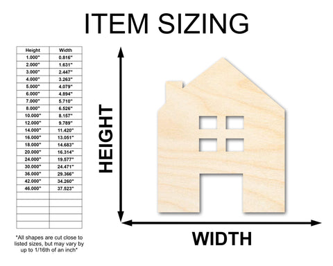 Unfinished Wood House Silhouette Shape - Craft - up to 36"