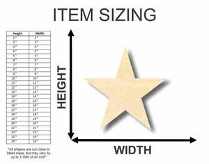 Unfinished Wooden Star Shape - Craft - up to 24" DIY-24 Hour Crafts