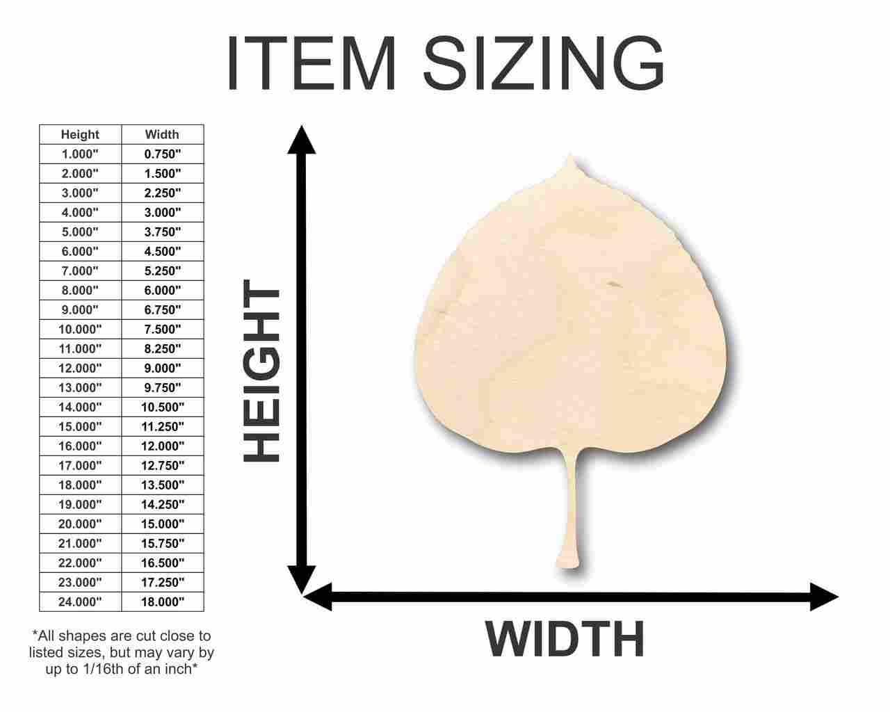 Unfinished Wooden Aspen Leaf Shape - Craft - up to 24" DIY-24 Hour Crafts