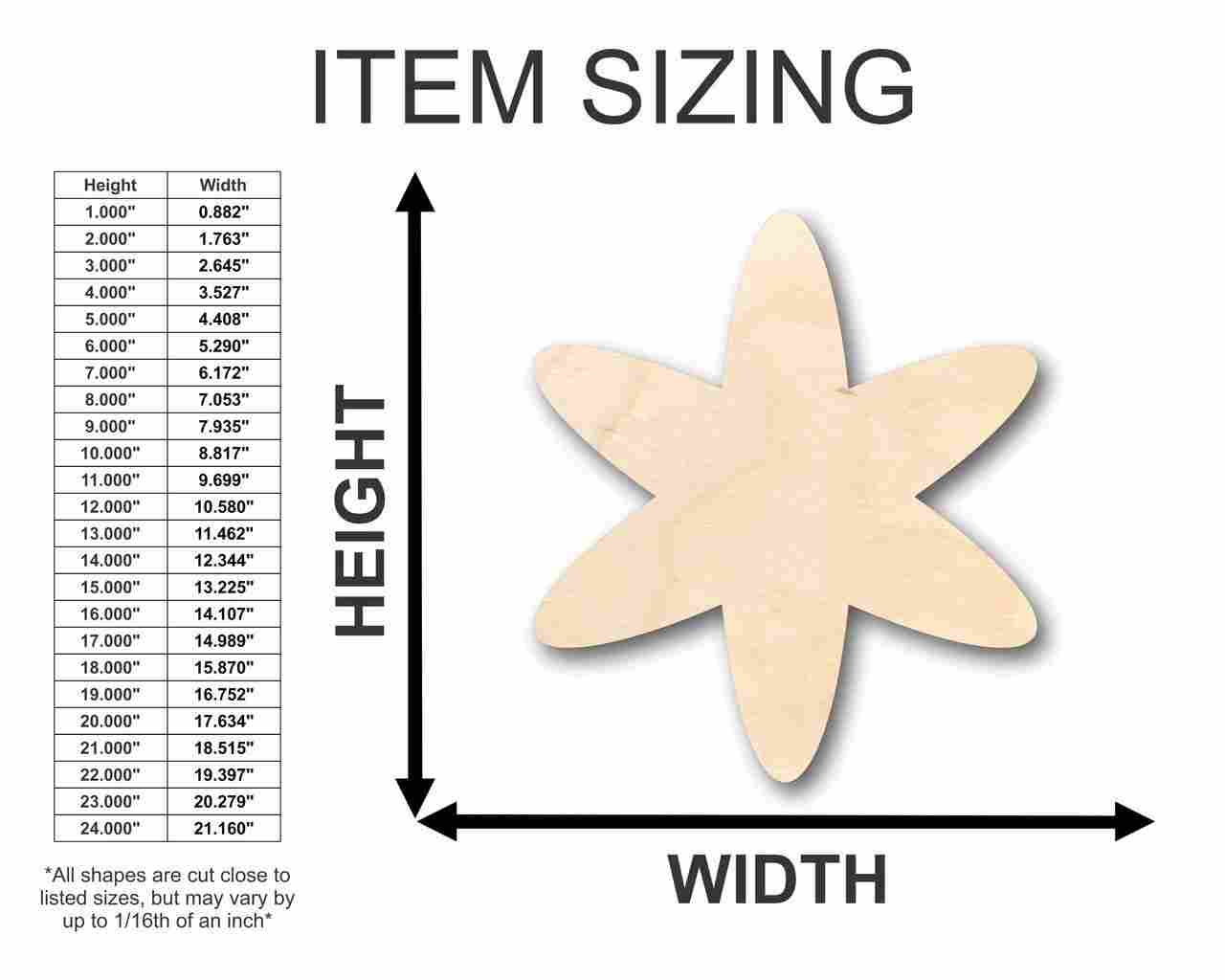 Unfinished Wooden Asterisk Symbol - Craft - up to 24