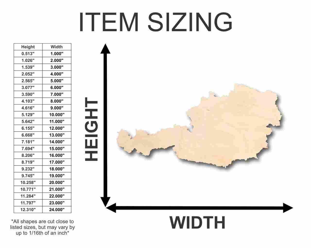 Unfinished Wooden Austria Shape - Country - Craft - up to 24" DIY-24 Hour Crafts