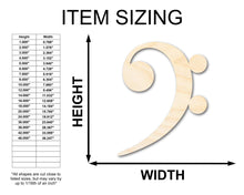 Load image into Gallery viewer, Unfinished Wood Bass Clef Shape - Music - Nursery - Craft - up to 24&quot; DIY
