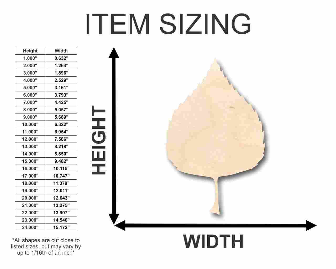 Unfinished Wooden Birch Leaf Shape - Fall - Craft - up to 24" DIY-24 Hour Crafts