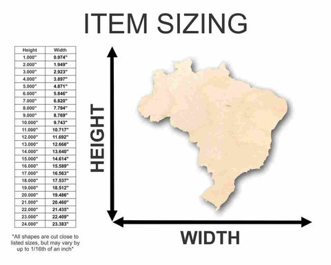 Unfinished Wooden Brazil Shape - Country - Craft - up to 24" DIY-24 Hour Crafts