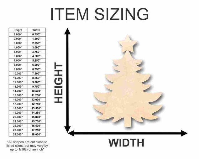 Unfinished Wooden Christmas Tree Shape - Craft - up to 24
