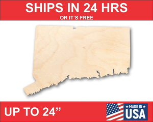 Unfinished Wood Connecticut Shape - State - Craft - up to 36" DIY