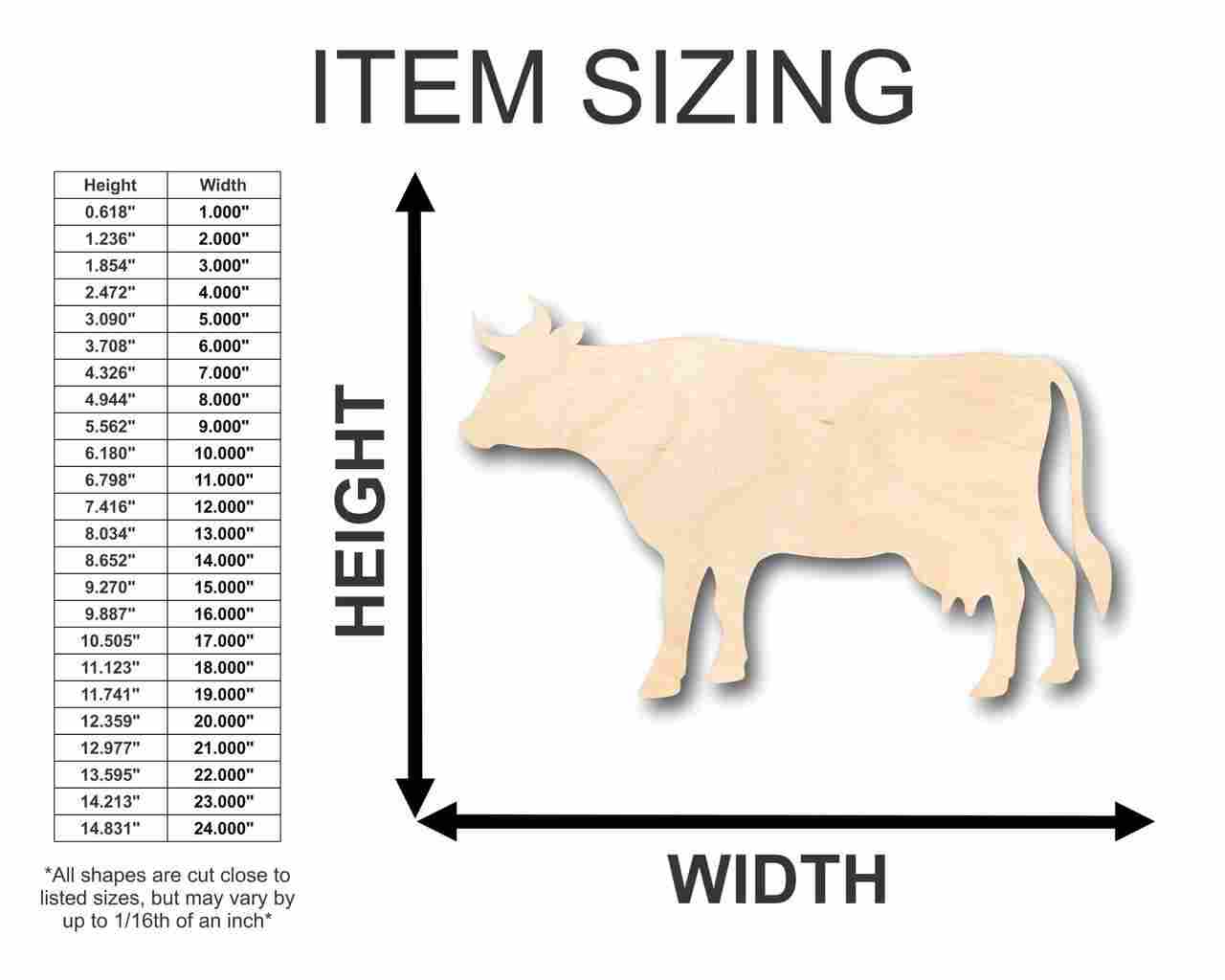 Unfinished Wooden Cow Shape - Farm Animal - Craft - up to 24" DIY-24 Hour Crafts