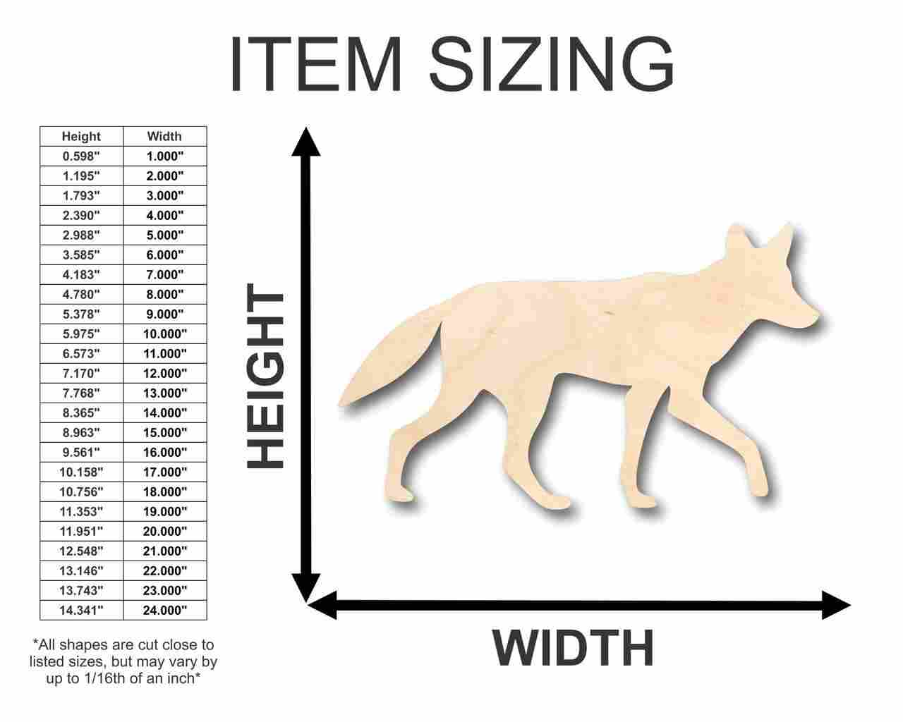 Unfinished Wooden Coyote Shape - Animal - Craft - up to 24" DIY-24 Hour Crafts
