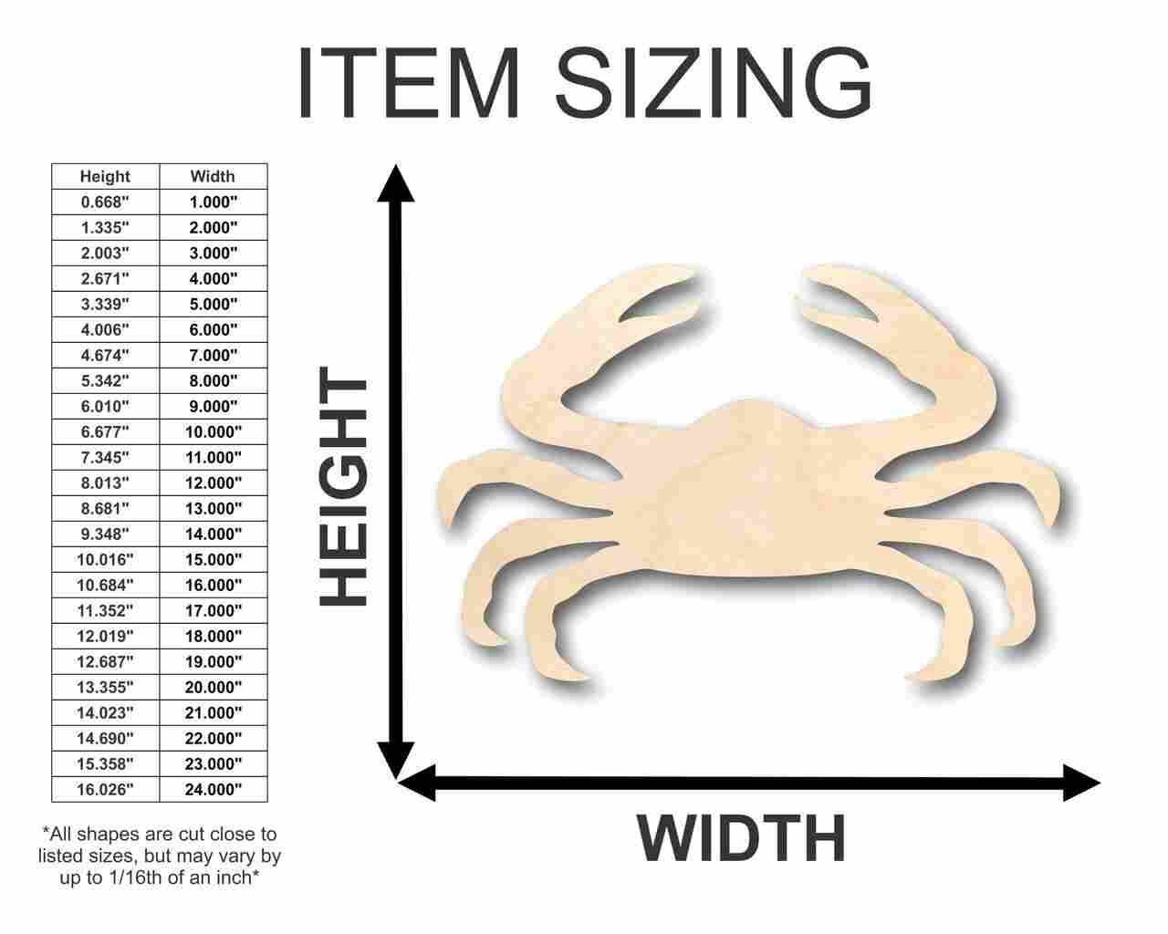 Unfinished Wooden Crab Shape - Ocean - Nursery - Craft - up to 24" DIY-24 Hour Crafts