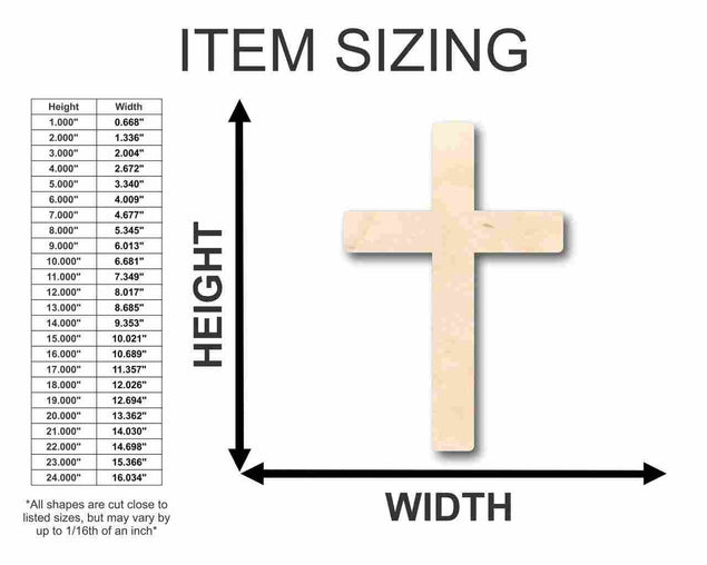 Unfinished Wooden Cross Shape - Easter - Christian - Craft - up to 24