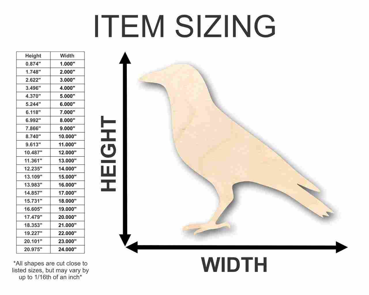 Unfinished Wooden Crow Shape - Bird - Wildlife - Craft - up to 24" DIY-24 Hour Crafts