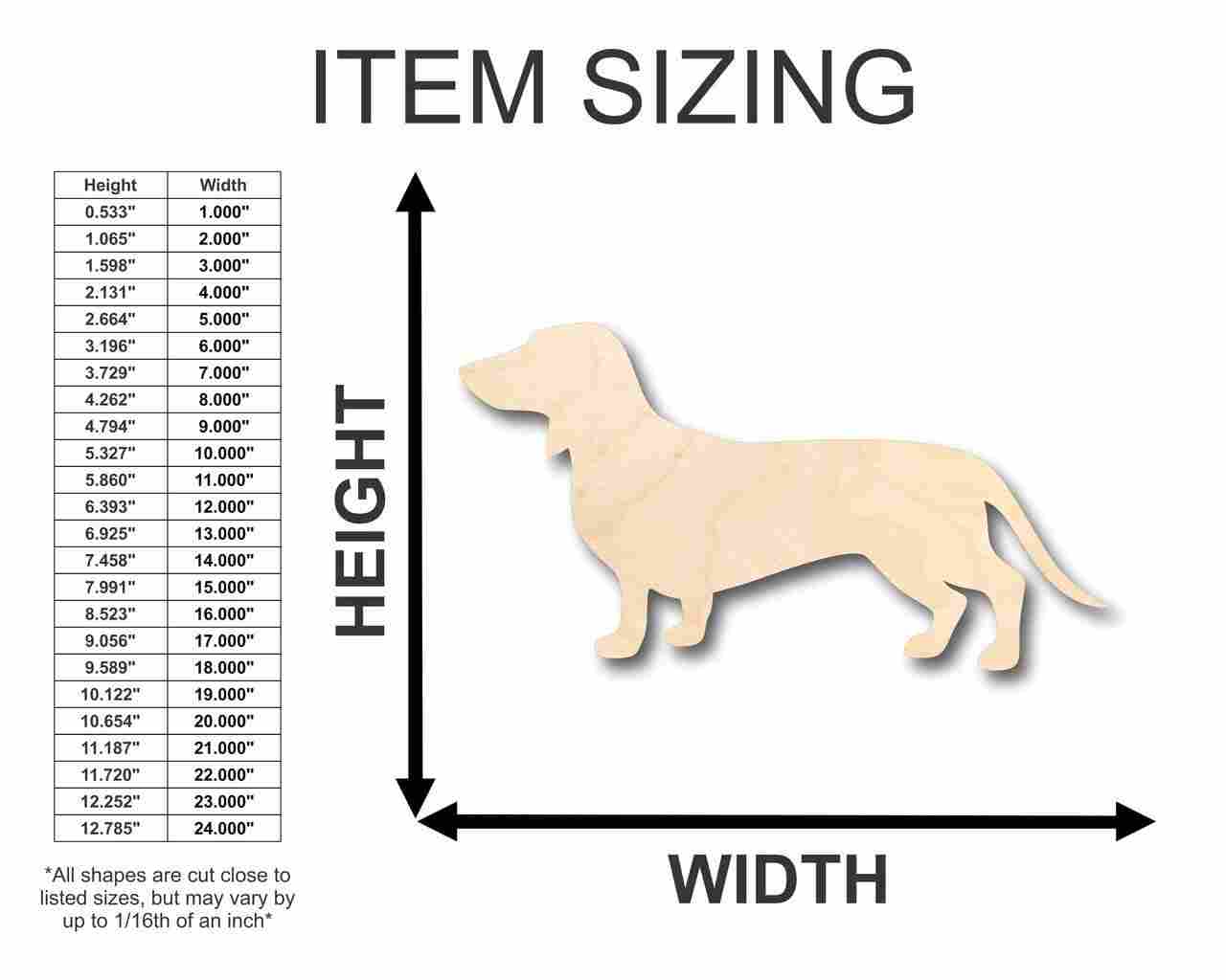 Unfinished Wooden Dachshund Dog Shape - Animal - Pet - Craft - up to 24