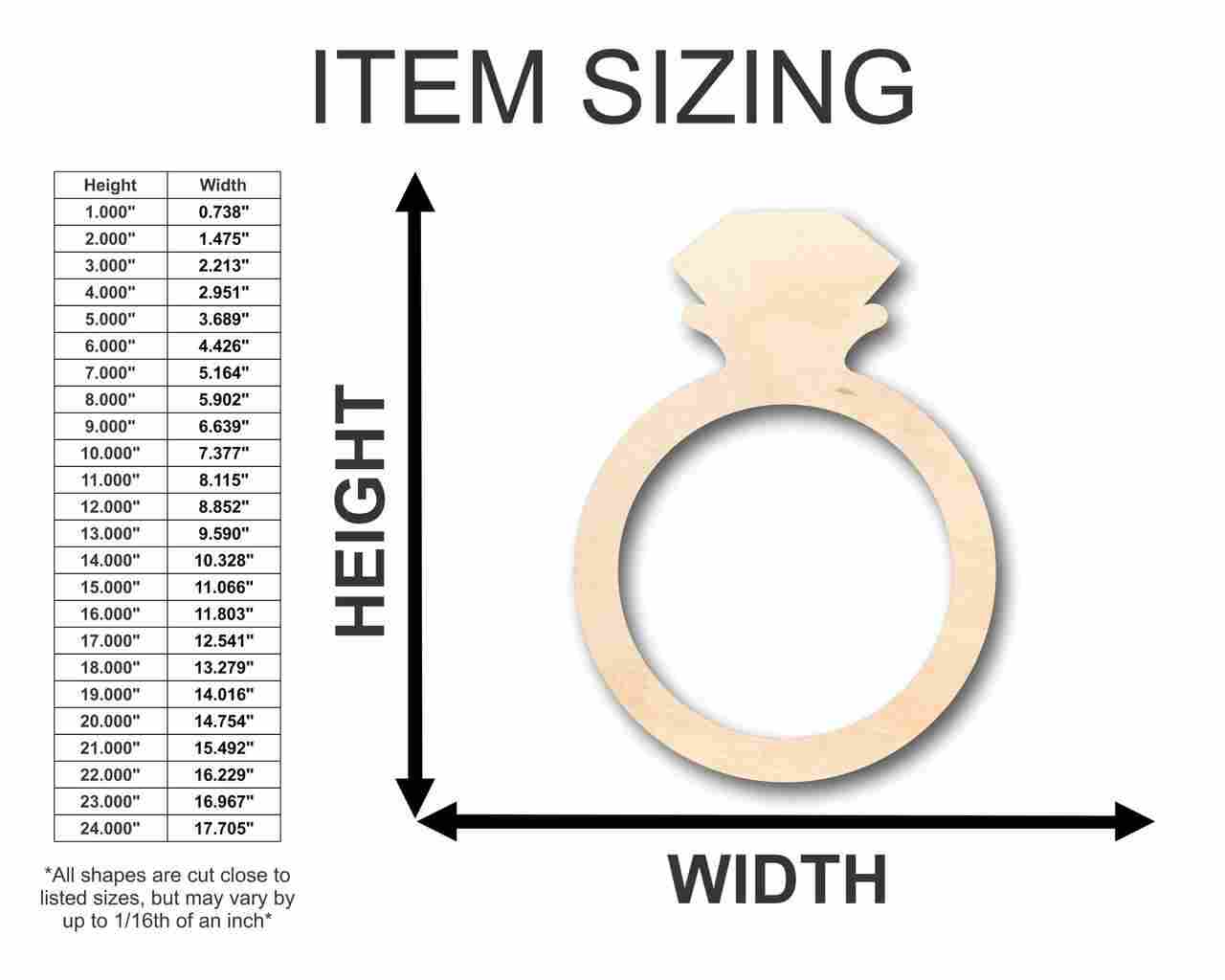 Unfinished Wooden Diamond Ring Shape - Craft - up to 24" DIY-24 Hour Crafts
