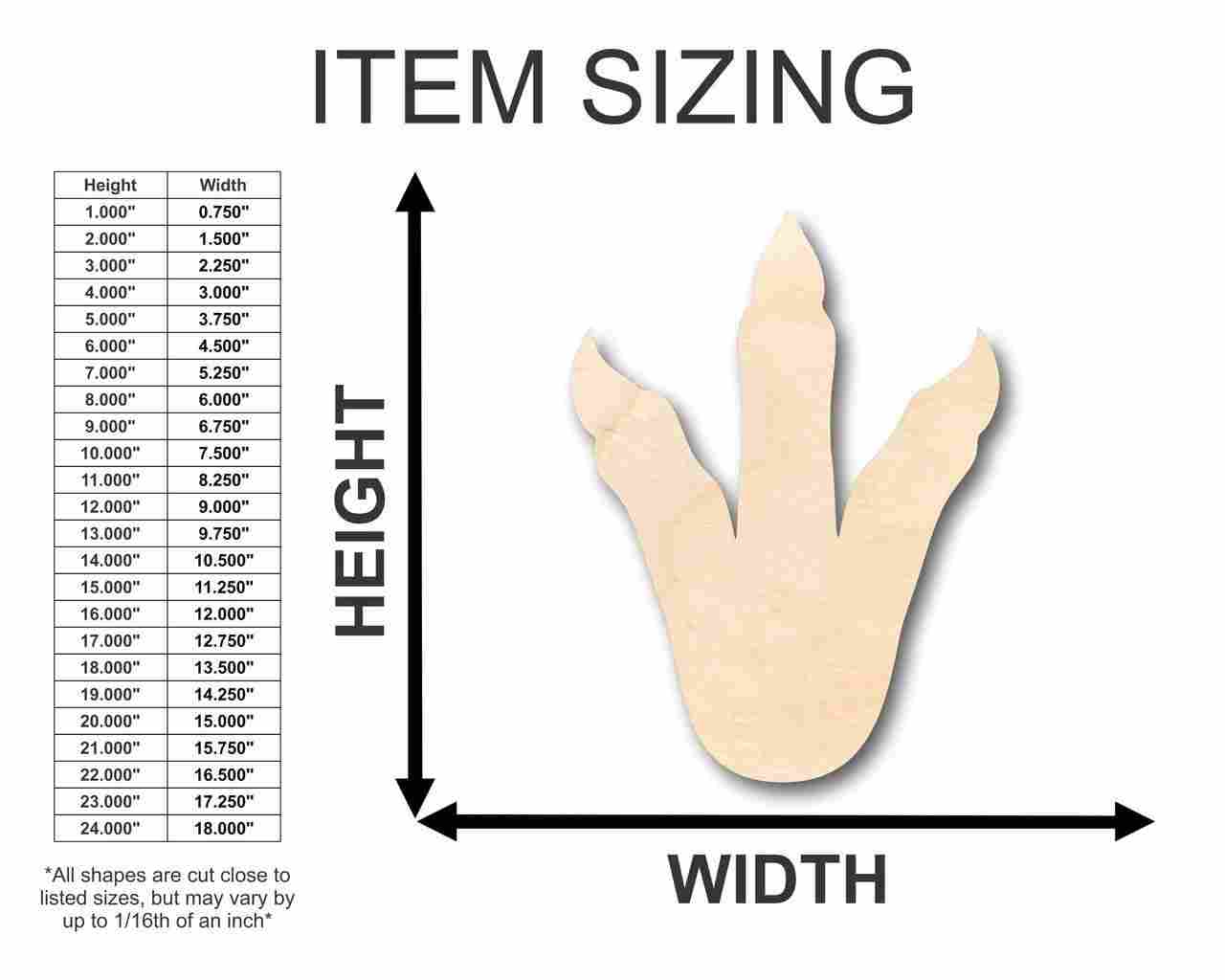Unfinished Wooden Dinosaur Foot Shape - Craft - up to 24" DIY-24 Hour Crafts