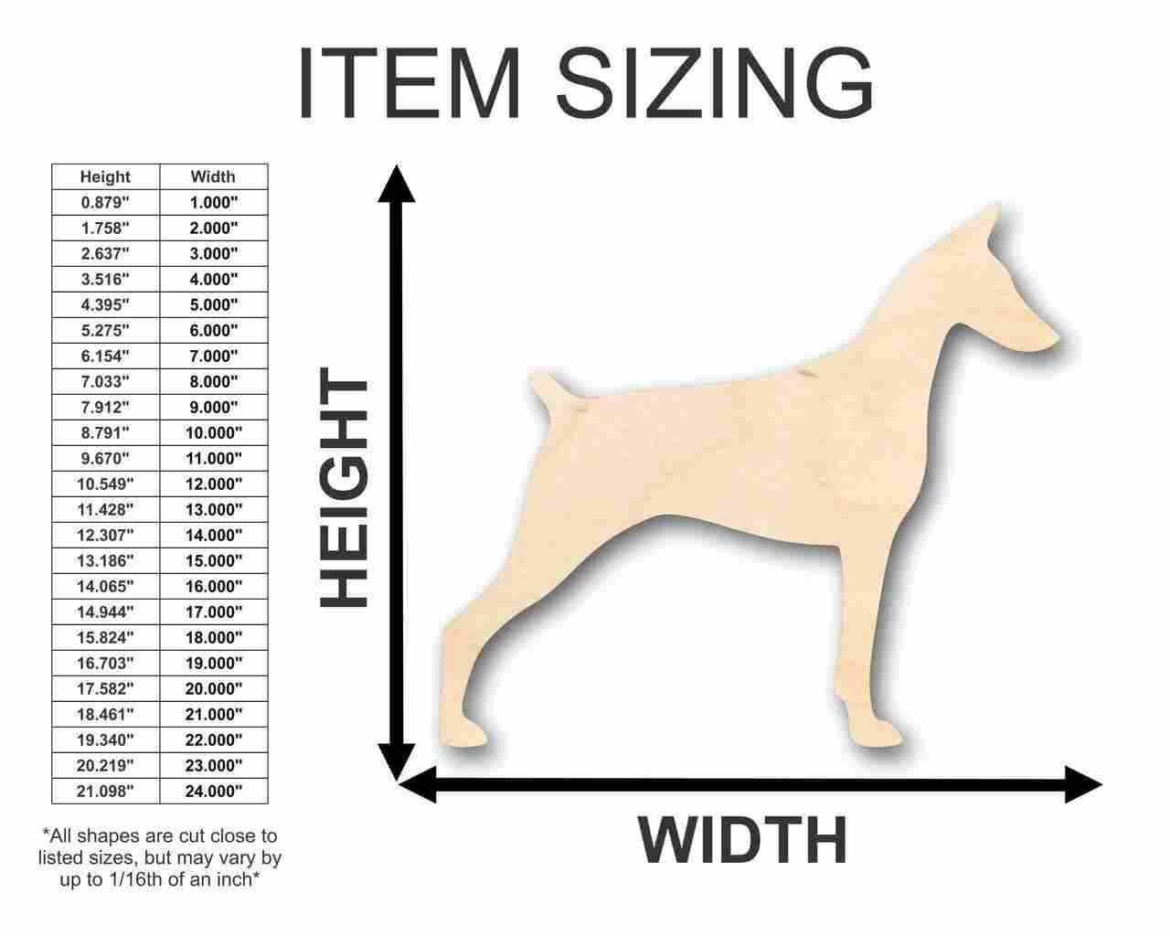 Unfinished Wooden Doberman Dog Shape - Animal - Pet - Craft - up to 24