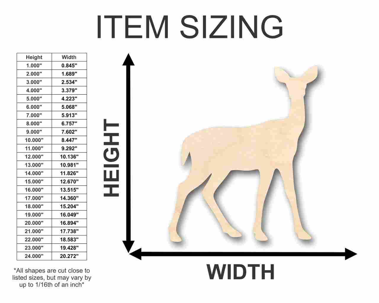Unfinished Wooden Deer Shape - Animal - Craft - up to 24" DIY-24 Hour Crafts
