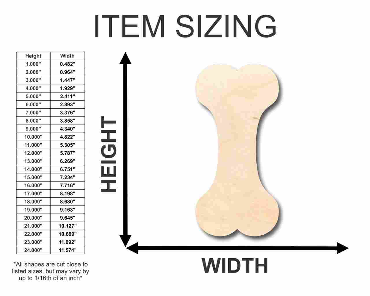 Unfinished Wooden Dog Bone Shape - Animal - Pet - Craft - up to 24" DIY-24 Hour Crafts