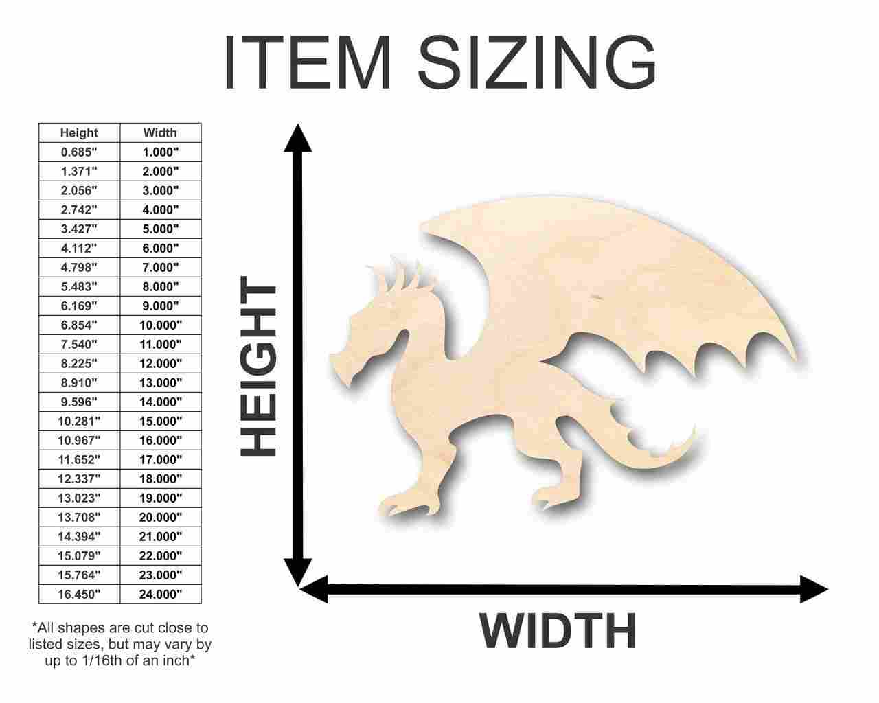 Unfinished Wooden Dragon Shape - Mythical - Beast - Craft - up to 24" DIY-24 Hour Crafts