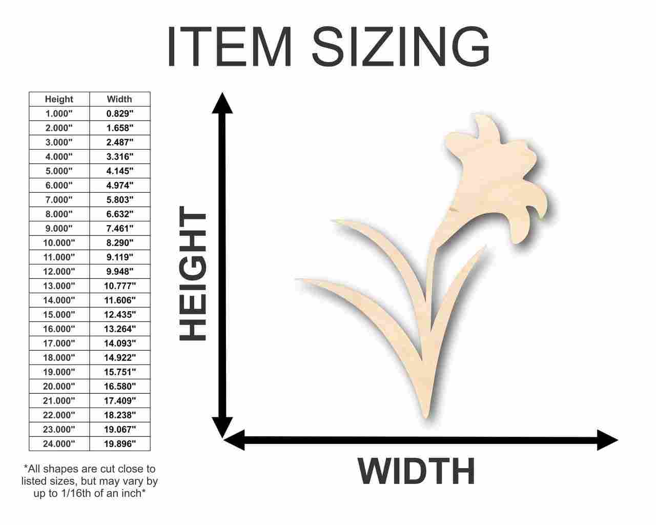Unfinished Wooden Craft Easter Lily Shape - Easter Flower - Craft up to 24" DIY-24 Hour Crafts