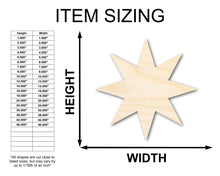 Load image into Gallery viewer, Unfinished Wood 8-Pointed Star Shape | DIY Craft Cutout | Up to 36&quot;
