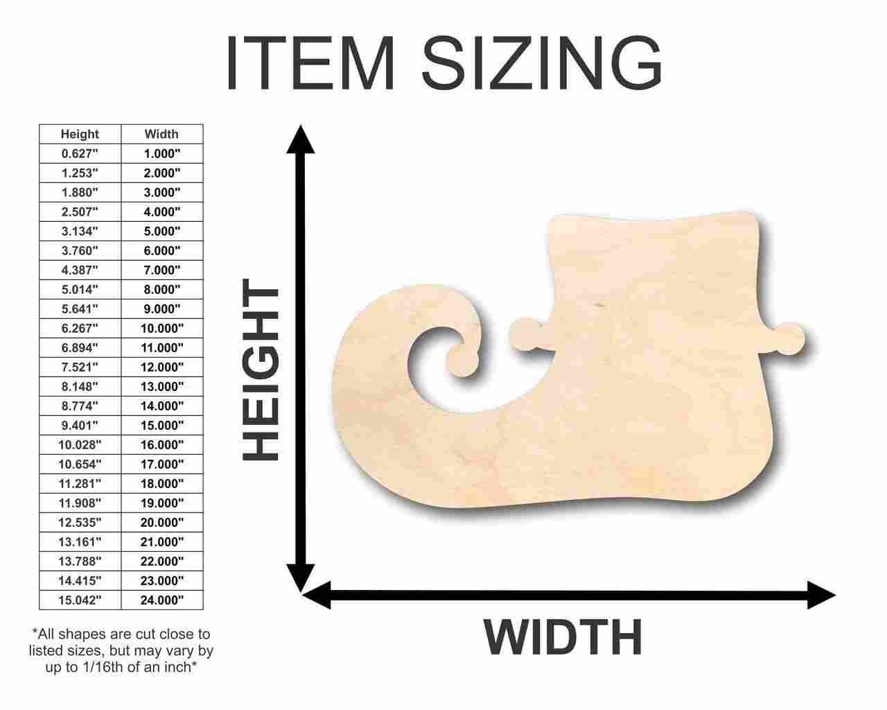 Unfinished Wooden Elf Shoe Shape - Christmas - Ornament - Craft - up to 24" DIY-24 Hour Crafts