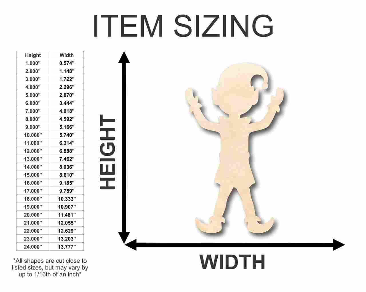 Unfinished Wooden Elf Shape - Santa's Helper - Christmas - Ornament - Craft - up to 24" DIY-24 Hour Crafts