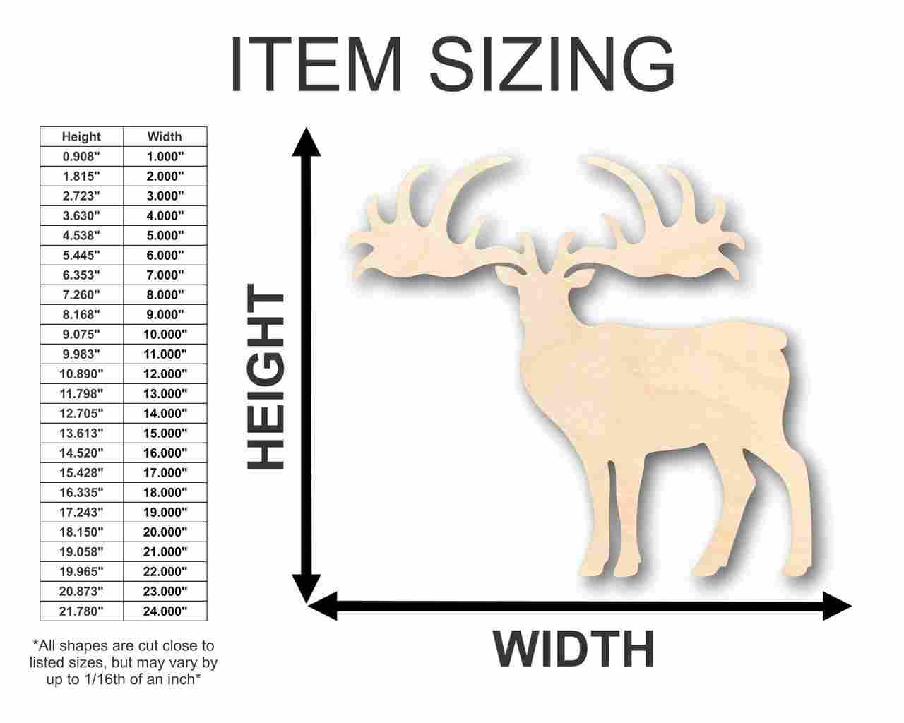 Unfinished Wooden Elk Shape - Animal - Wildlife - Craft - up to 24
