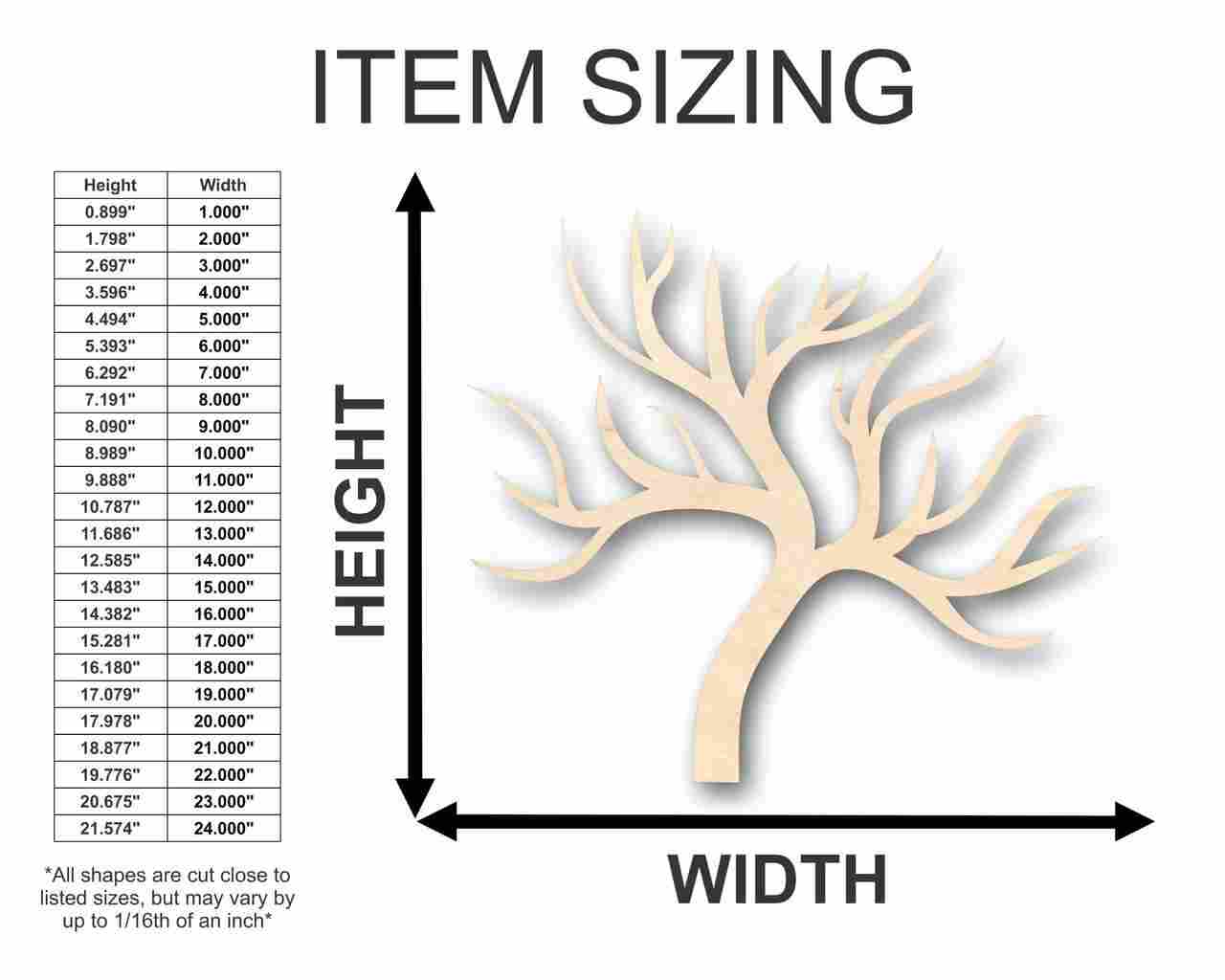 Unfinished Wooden Tree No Leaves Shape - Fall - Winter - Craft - up to 24" DIY-24 Hour Crafts