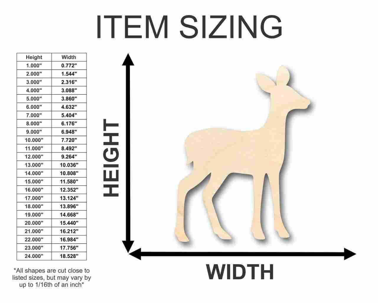 Unfinished Wooden Fawn Deer Shape - Animal - Craft - up to 24" DIY-24 Hour Crafts